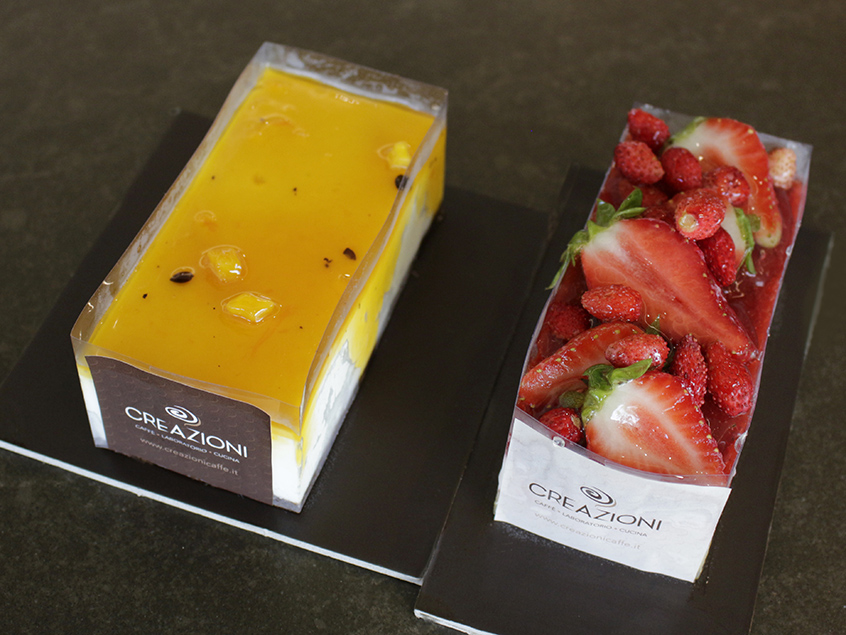 Passion fruit cake and strawberry cake