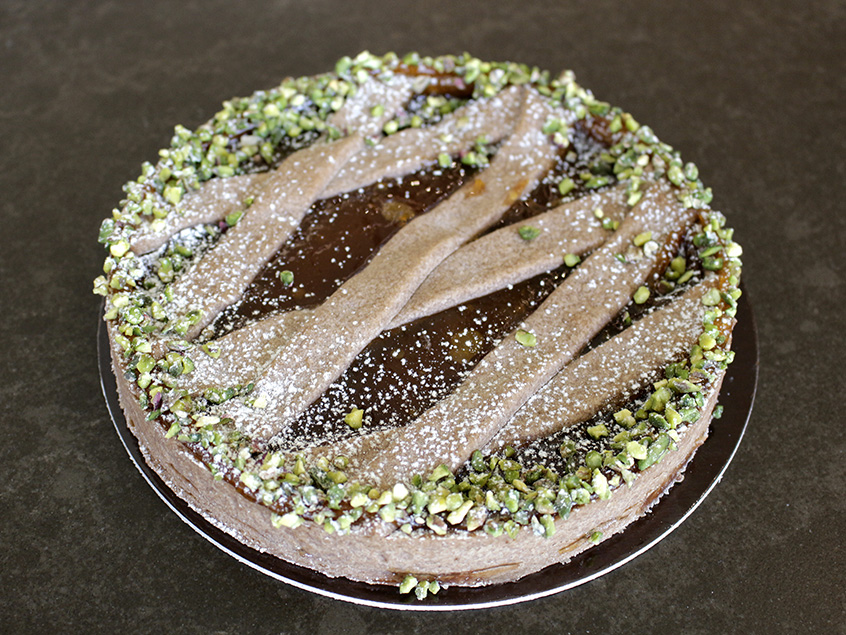 Cocoa and pistachios pie lactose free